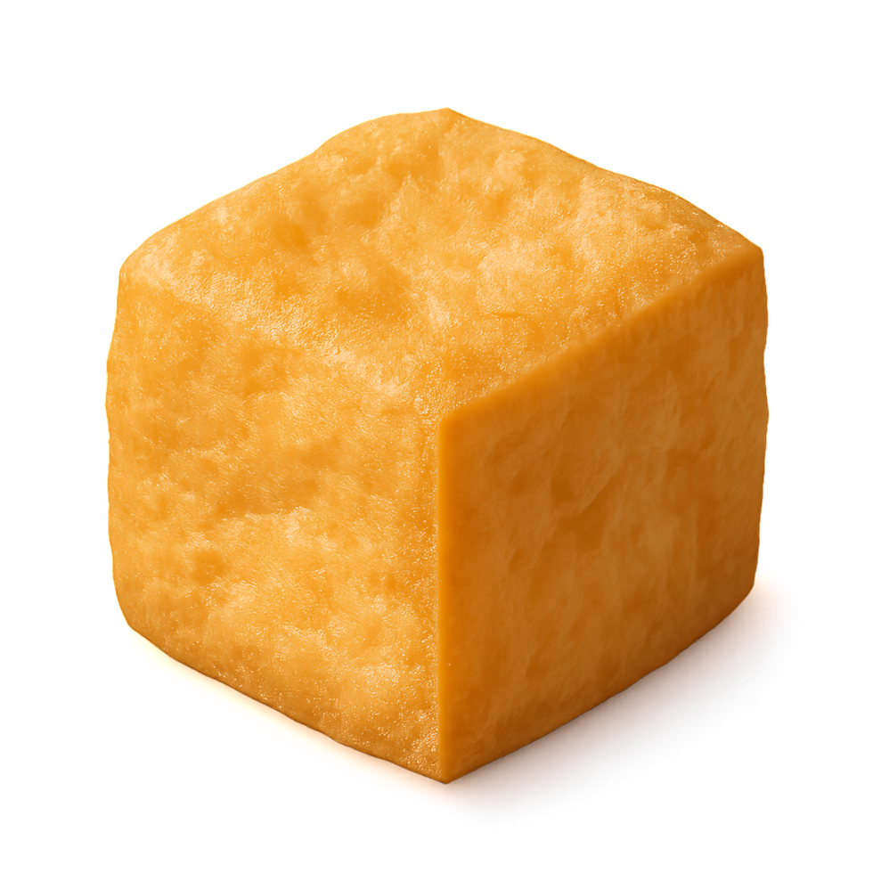 3D Render of Simple Fried Tofu Cube on a Transparent Background png