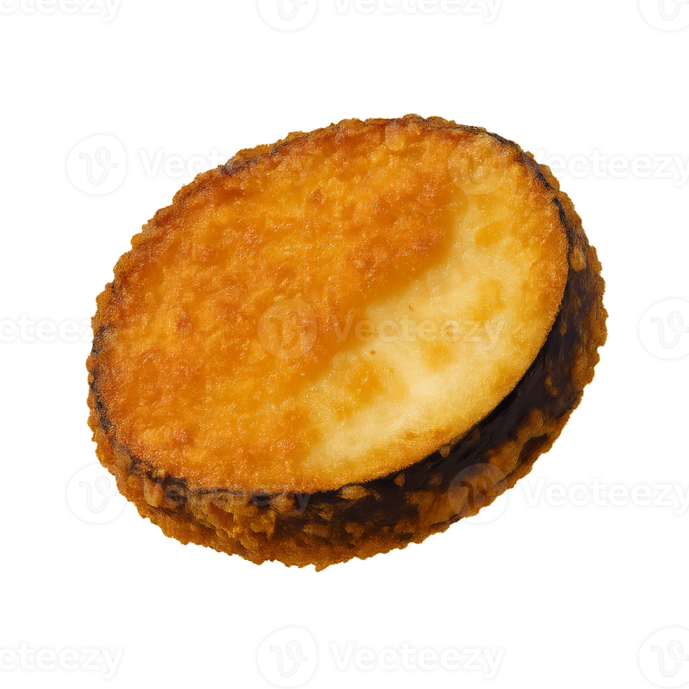 3D Fried Eggplant Slice on a White Background png