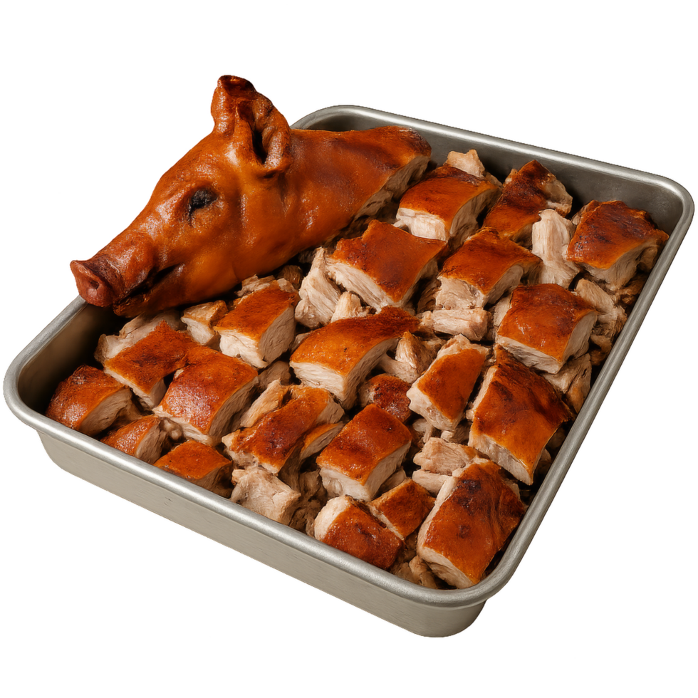 Roasted Pig Platter with Crispy Skin and Tender Meat Feast png
