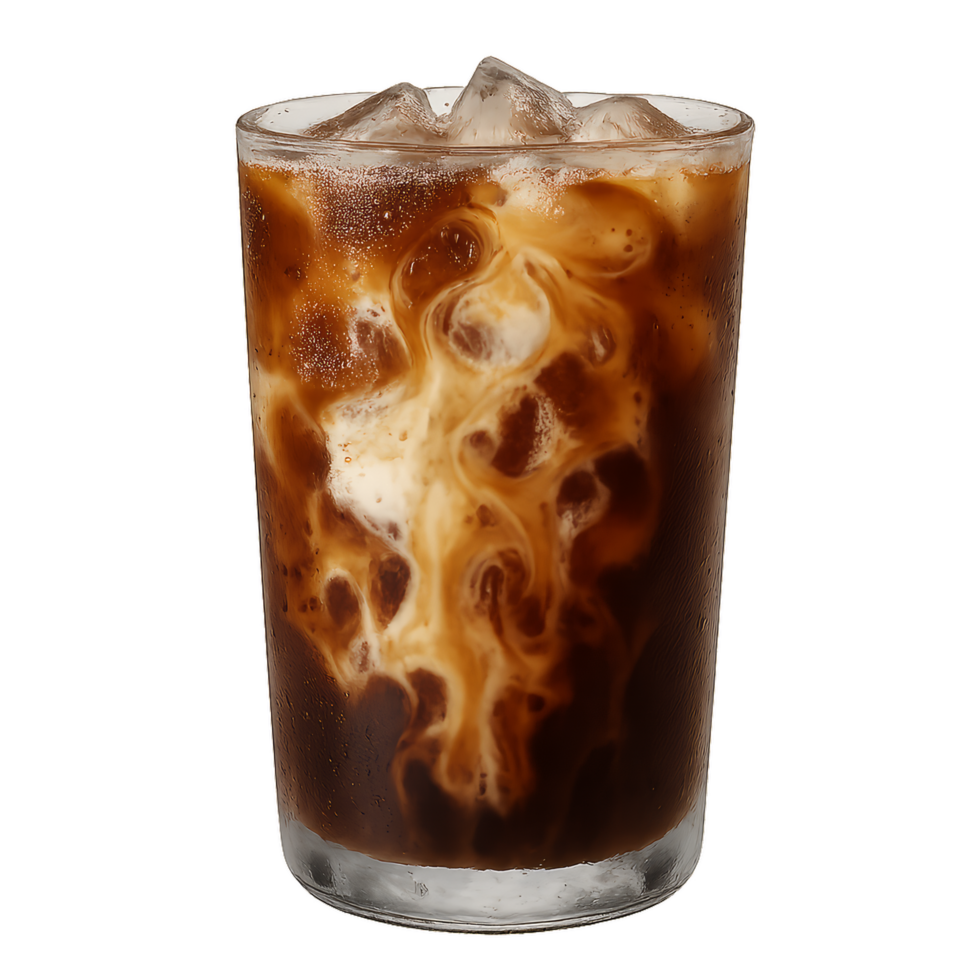 Iced Coffee Artistry in a Glass - A Refreshing Beverage Delight png