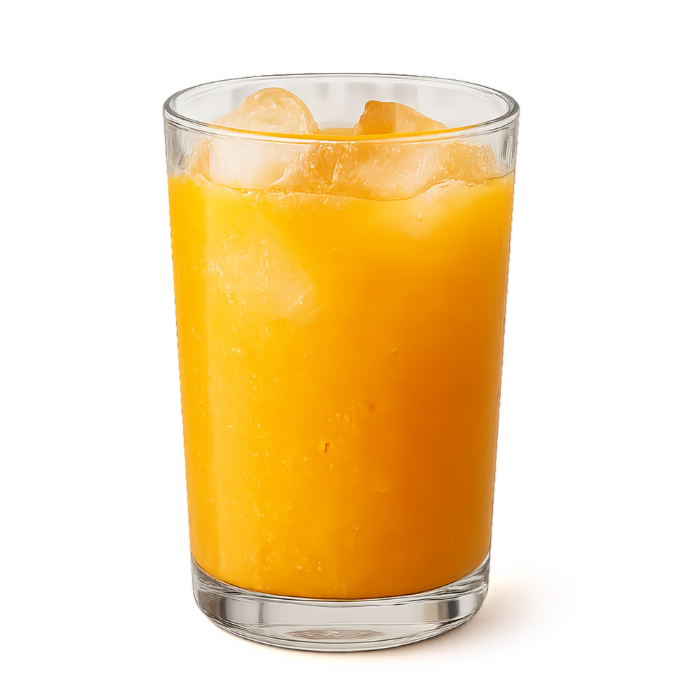 Refreshing Orange Juice in a Glass with Ice Cubes for Summer Enjoyment png