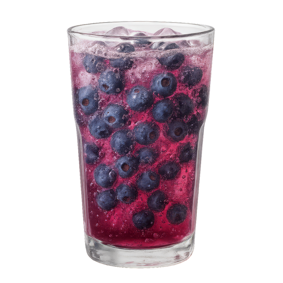 Refreshing Blueberry Soda with Bubbles and Ice in a Glass png