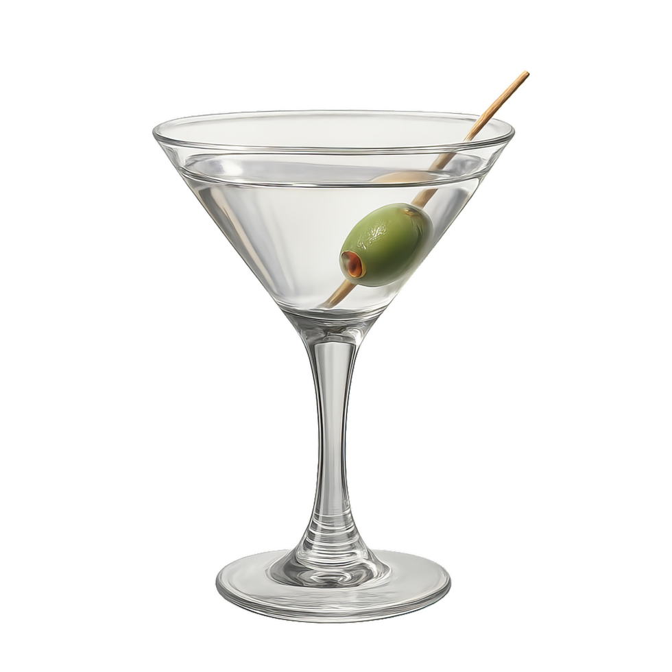 Classic Martini Glass with Olive for Elegant Beverage Presentation png