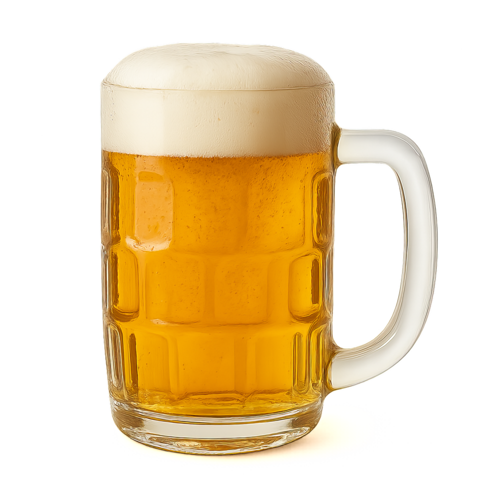 Golden Beer Mug with Foam on Top, Simple and Refreshing Design png