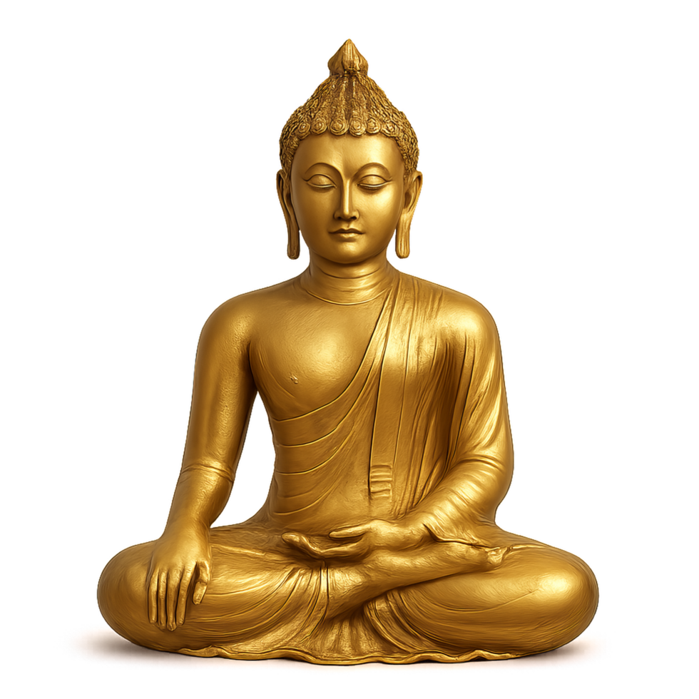 Golden Buddha Statue in Meditation Pose for Serenity and Peace png
