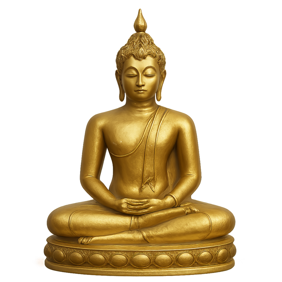 Golden Buddha Statue in Meditation Pose for Tranquil Spaces png