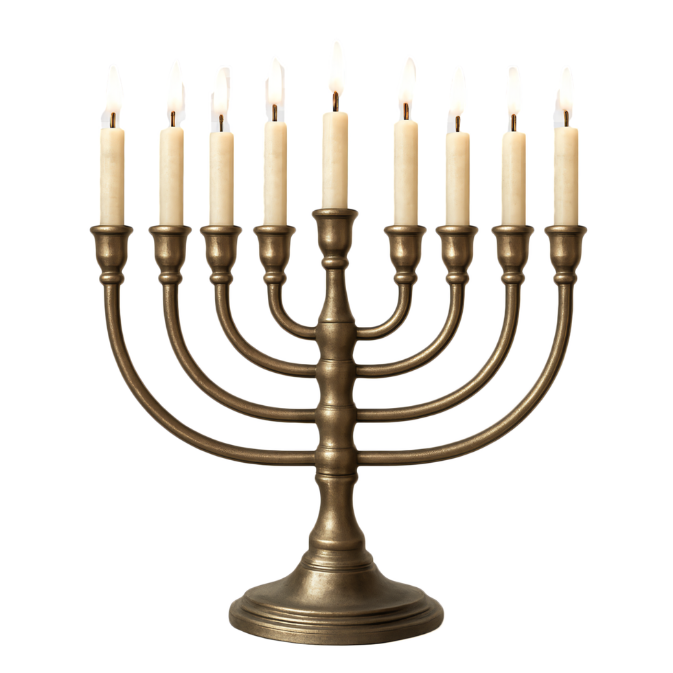 Simple Menorah on Display with Lit Candles for Decorative Events png