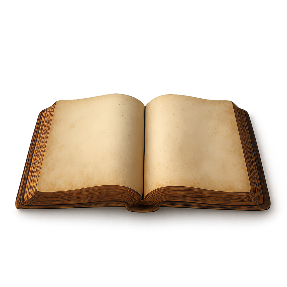 Aged Open Bible with Illumination and Simple Design Elements png