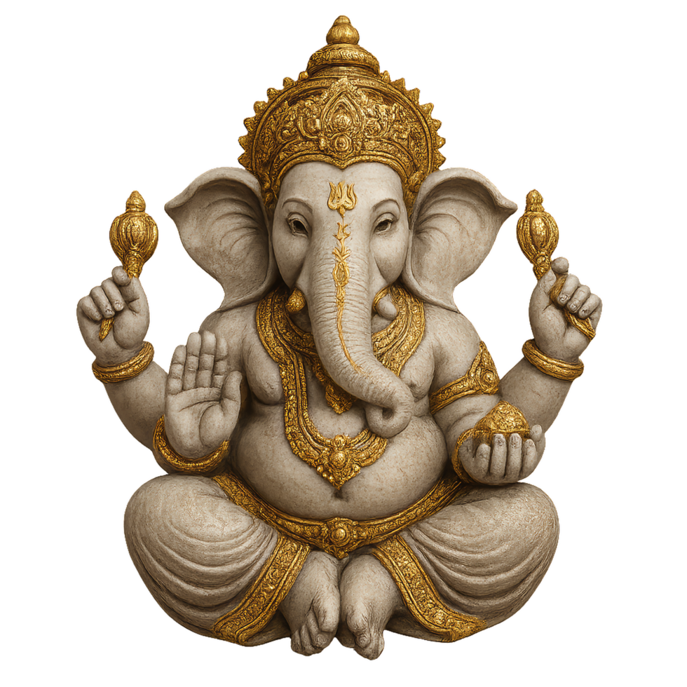 Elegant Gold Statue of Ganesha in Simple Design with Grace png