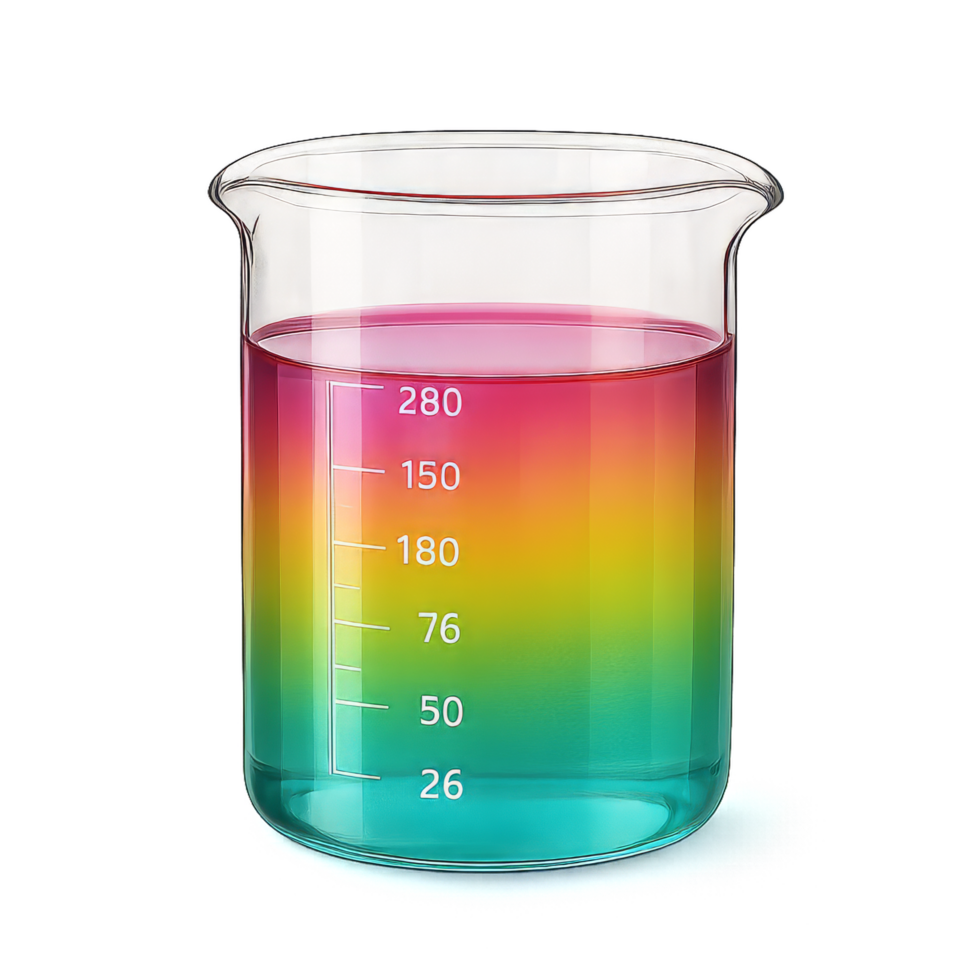 Colorful Science Beaker with Gradient Liquid for Experiments png