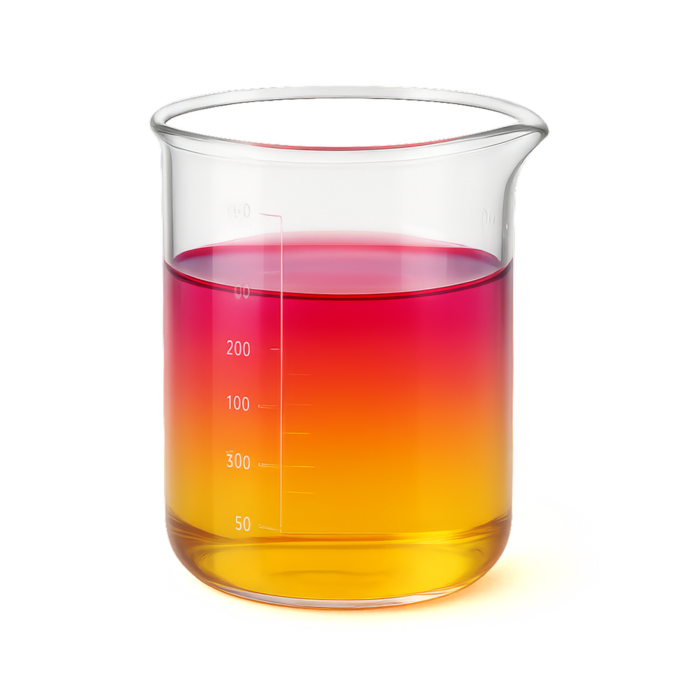 Colorful Science Experiment with Liquid in Clear Beaker png
