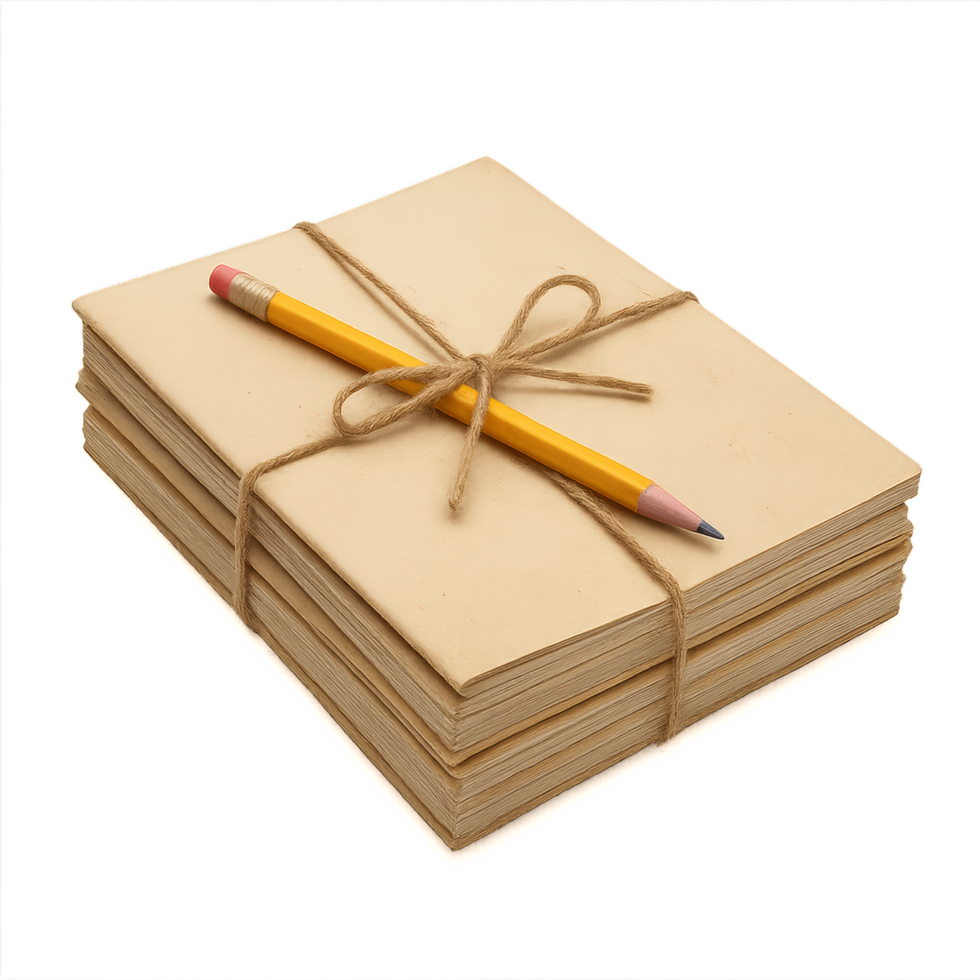 Simple Tied Books with a Pencil for Creative Composition Ideas png