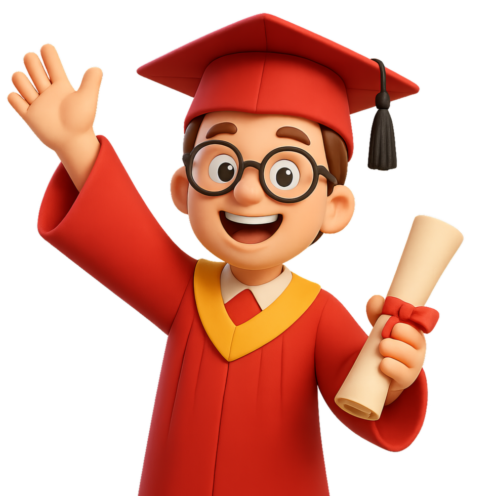 Joyful Graduate Celebrates Achievement with a Cheerful Gesture png
