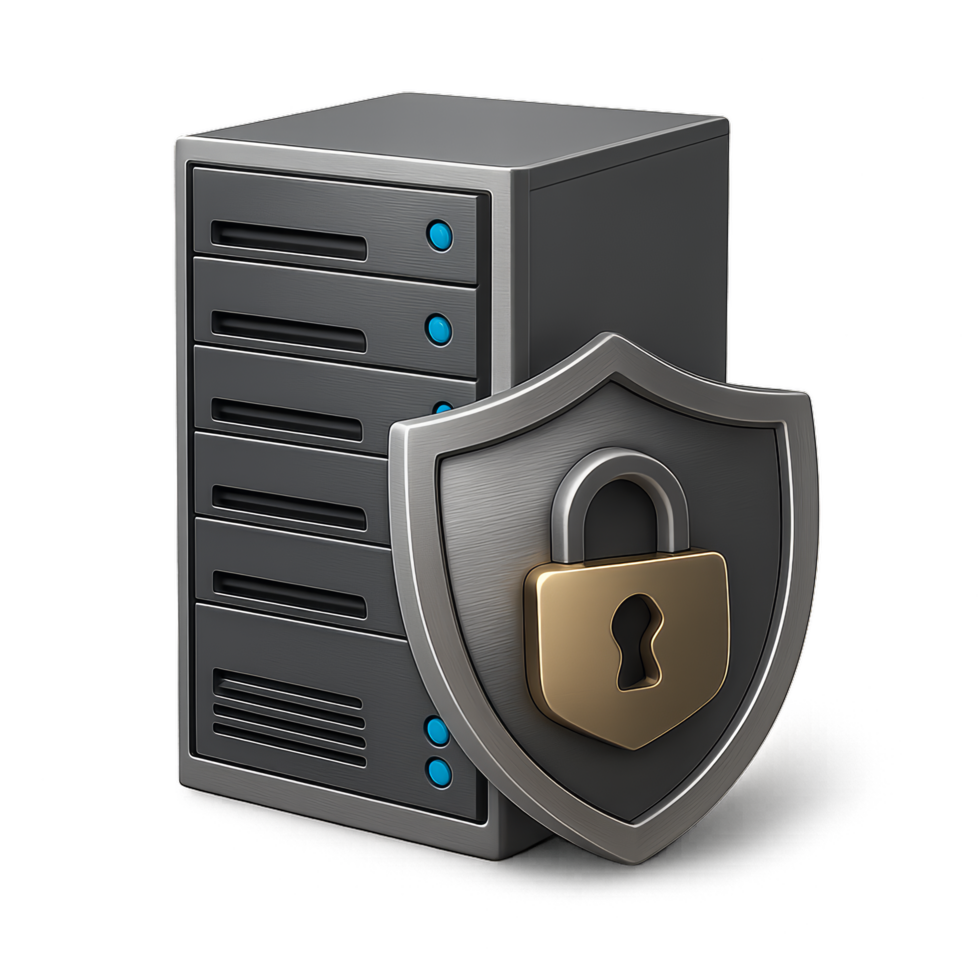 3D Secure Server with a Shield Icon Representing Data Protection png