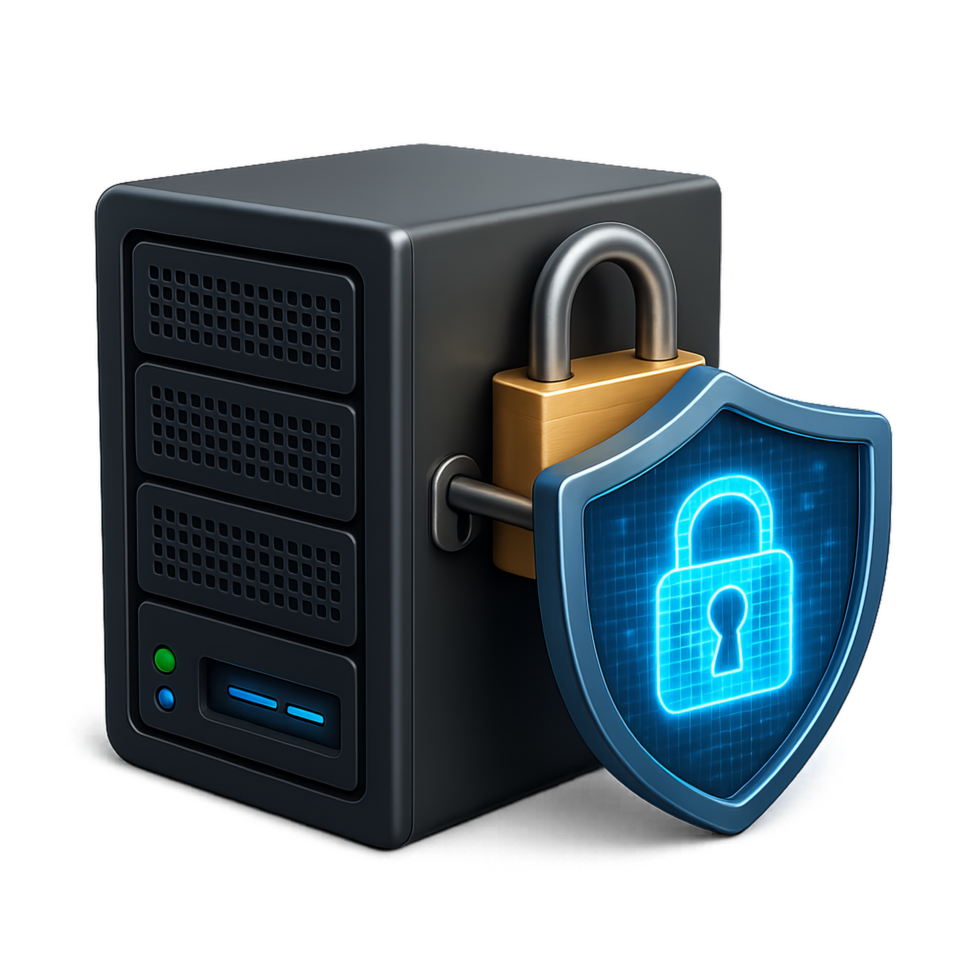 Secure Server Module with Lock Icon for Digital Protection and Safety png