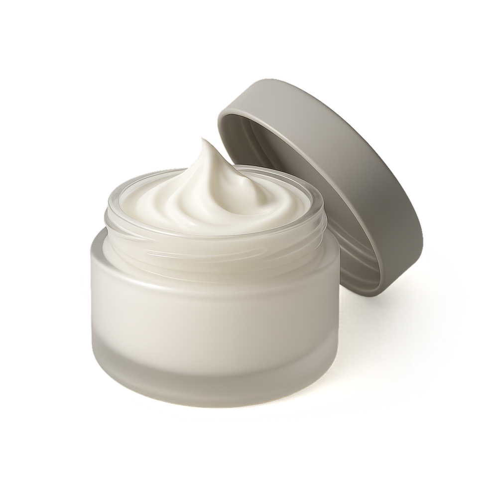 Simple 3D Cream Jar with Smooth Texture and Elegant Design png