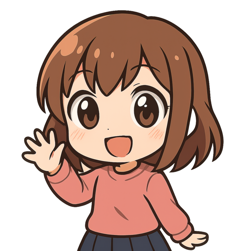 Cute Chibi Character in Simple Anime Style with Cheerful Expression png
