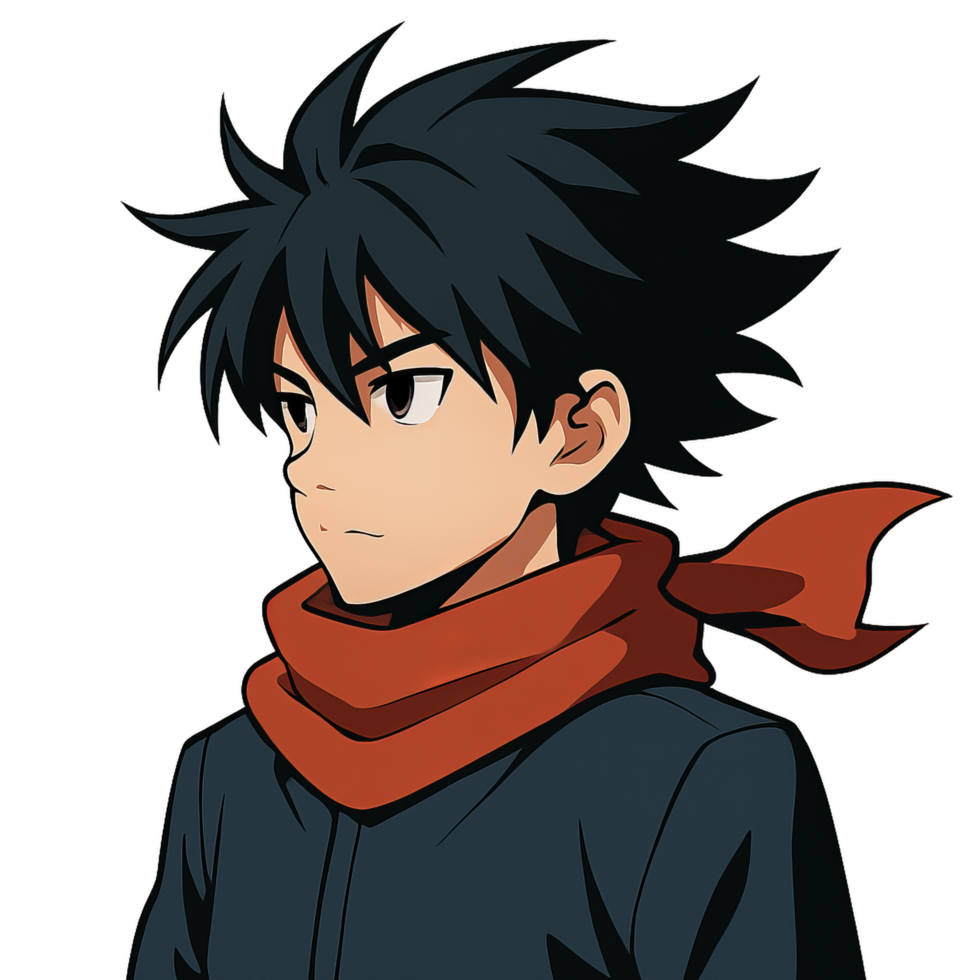 Stylish Anime Boy Character with a Scarf in Art Style png