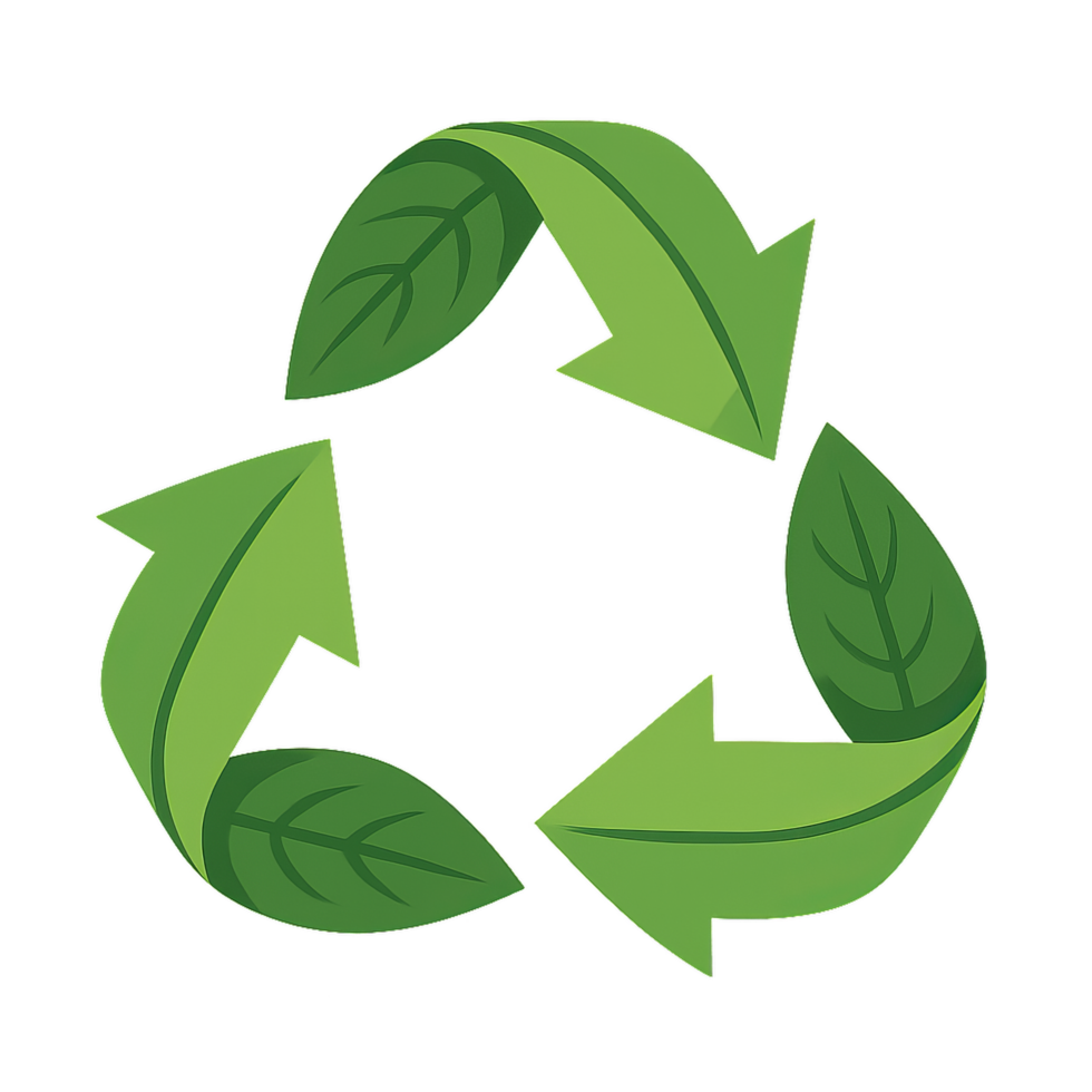 Eco-Friendly Recycling Symbol with Green Leaves Design png