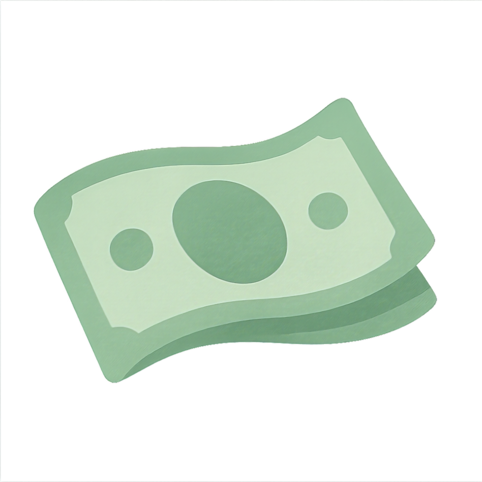 Minimalist Currency Note Design in Soft Green Tones png