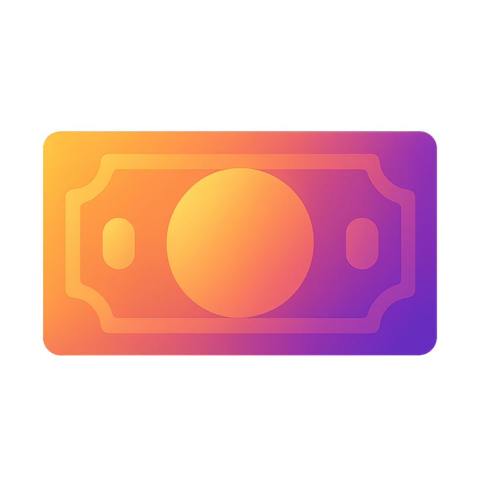 Colorful Illustration of a Simple Banknote with Round Design png