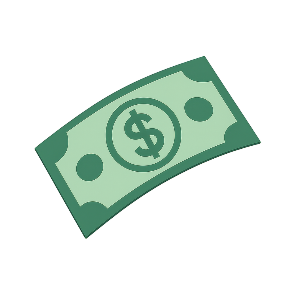 Simple Floating Money Note Illustration in Vibrant Green Color png