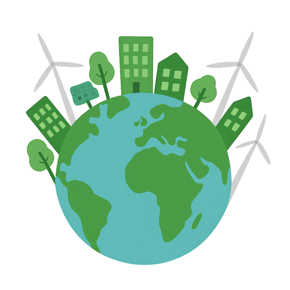 Eco-Friendly Architecture for a Sustainable Earth Concept Illustration png