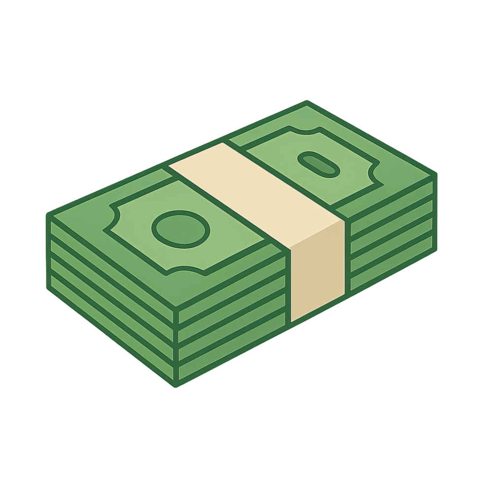 Stacked Image of Simple Money Bills on Transparent Background png