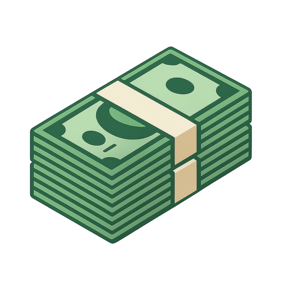 Stacked Banknotes Illustration Featuring Simple Green Currency Design png