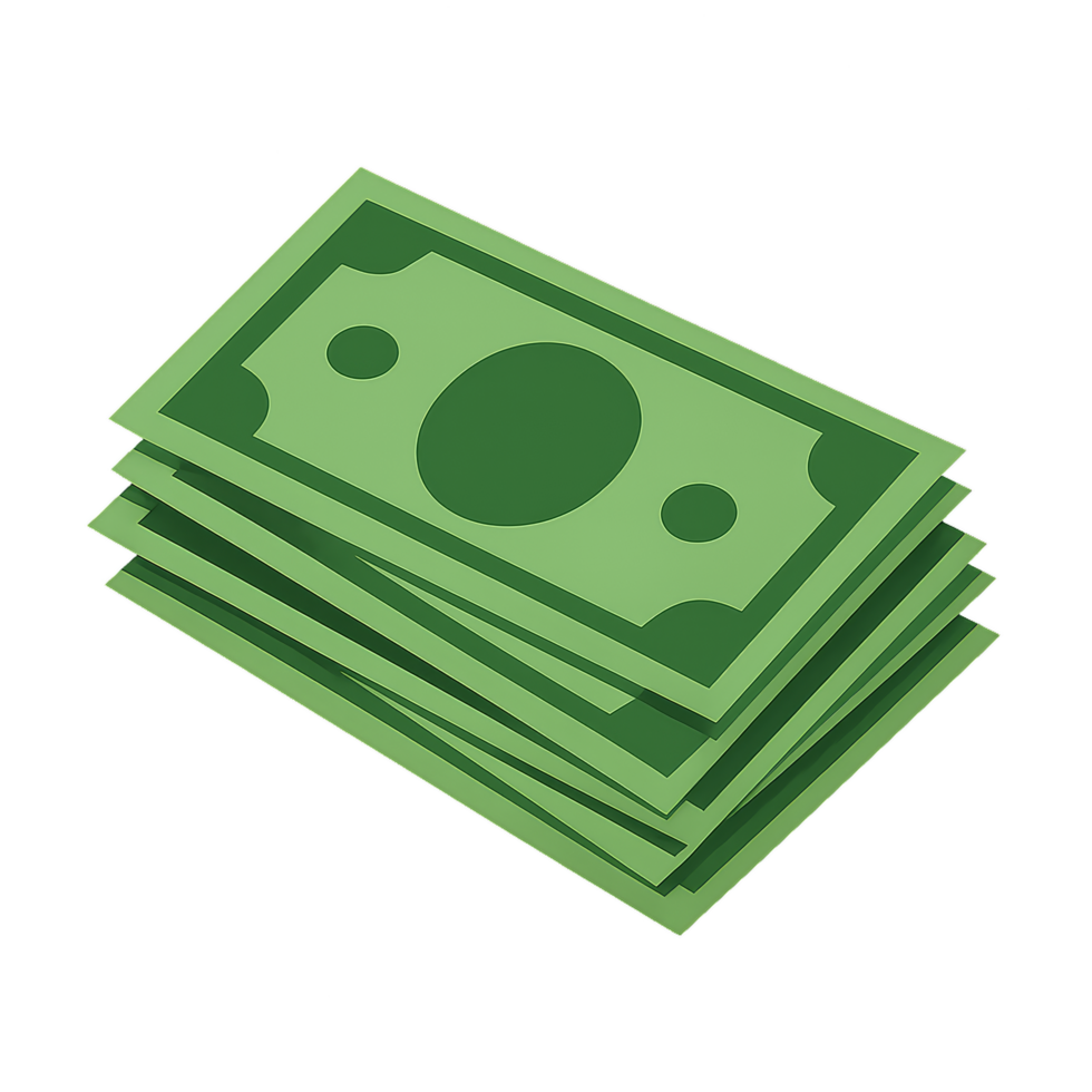 Stacks of Green Banknotes in a Simple Arrangement png