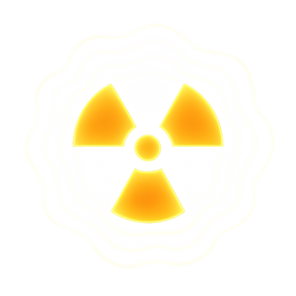 Glowing Nuclear Symbol with Radiating Waves for Graphic Design png