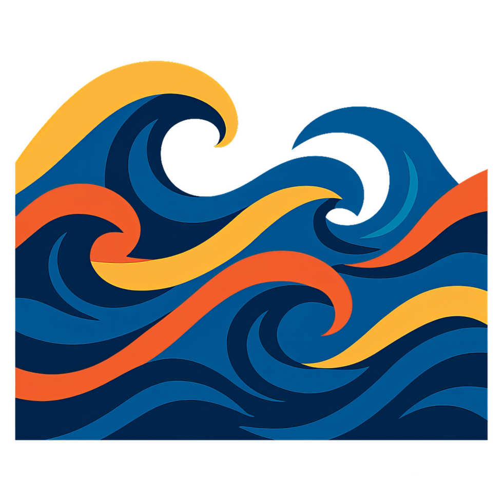 Dynamic Wave Patterns in Vibrant Colors for Artistic Use png