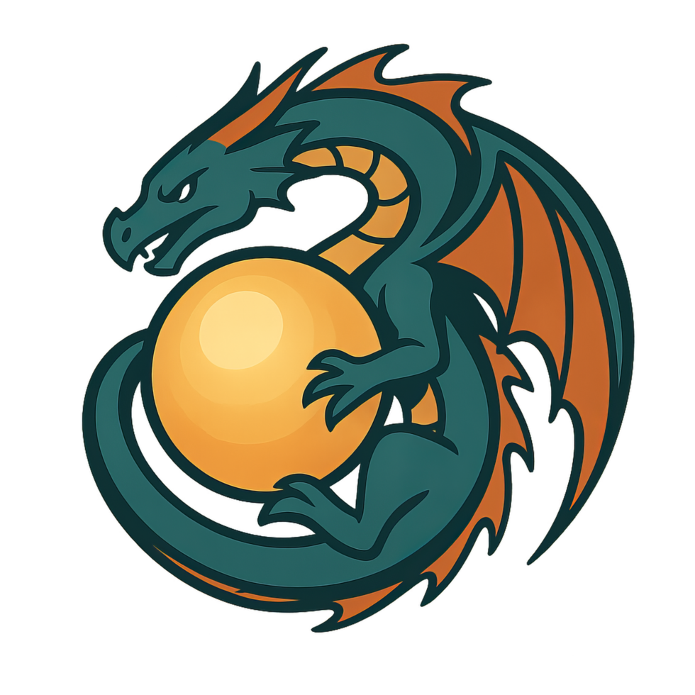 Enchanting Dragon Holding a Glowing Orb in a Fantasy Style Design png
