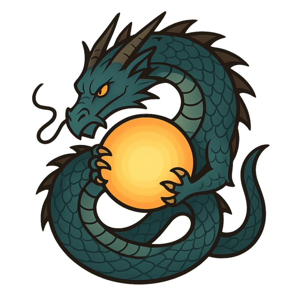 Glowing Orb Held by a Mythical Dragon in a Simple Design png