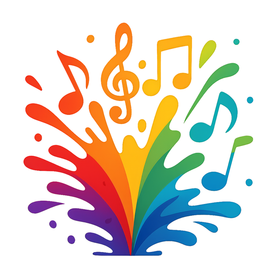 Colorful Rainbow Splash with Musical Notes for Creative Projects png