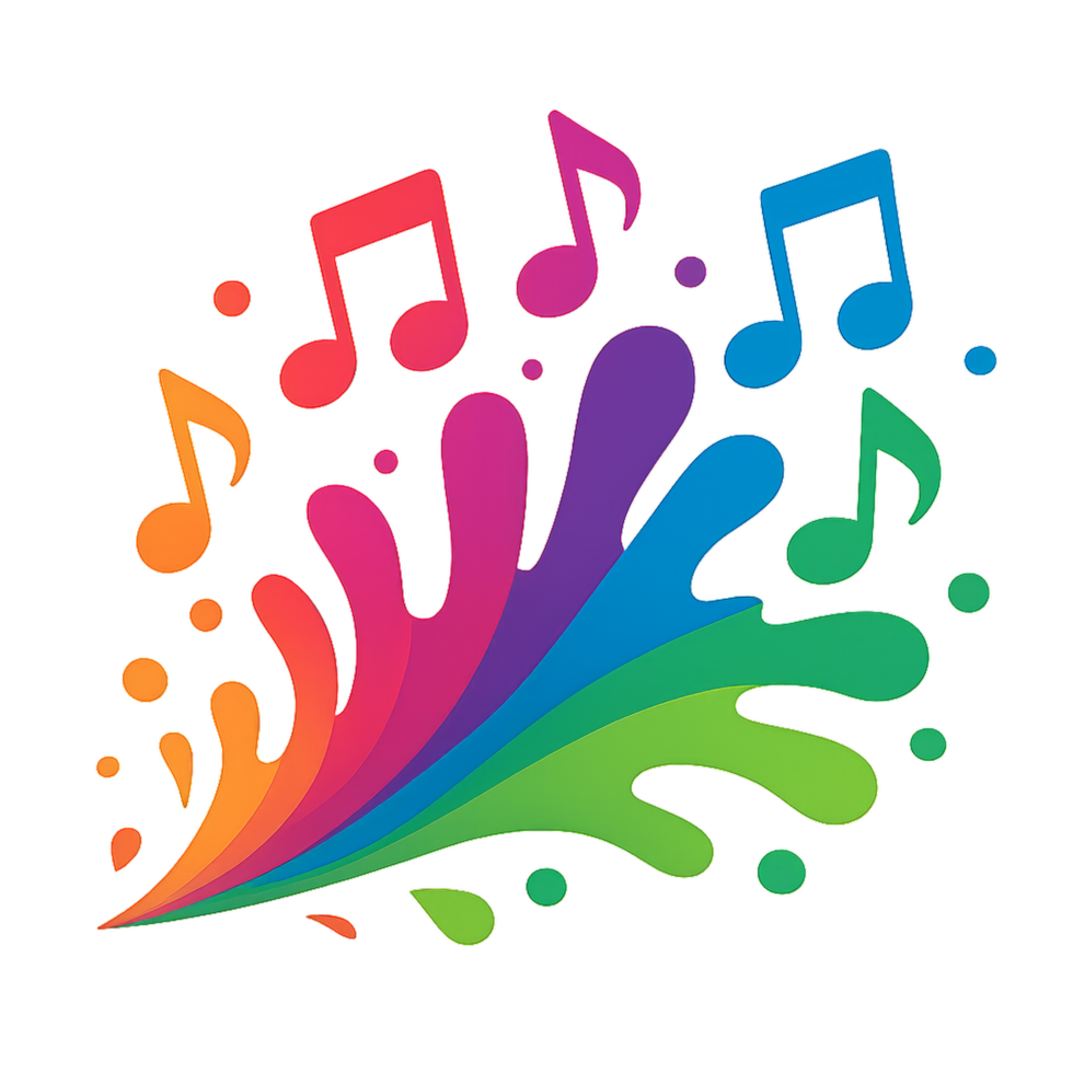 Colorful Rainbow Music Splash Design for Creative Projects png