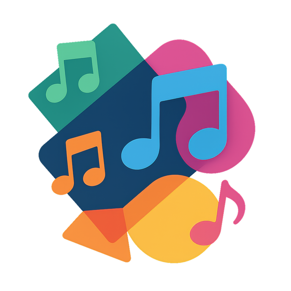 Vibrant Geometric Fusion of Music Notes in Simple Design png