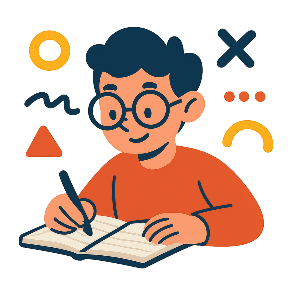 Creative Student Engaged in Simple Illustration and Composition png