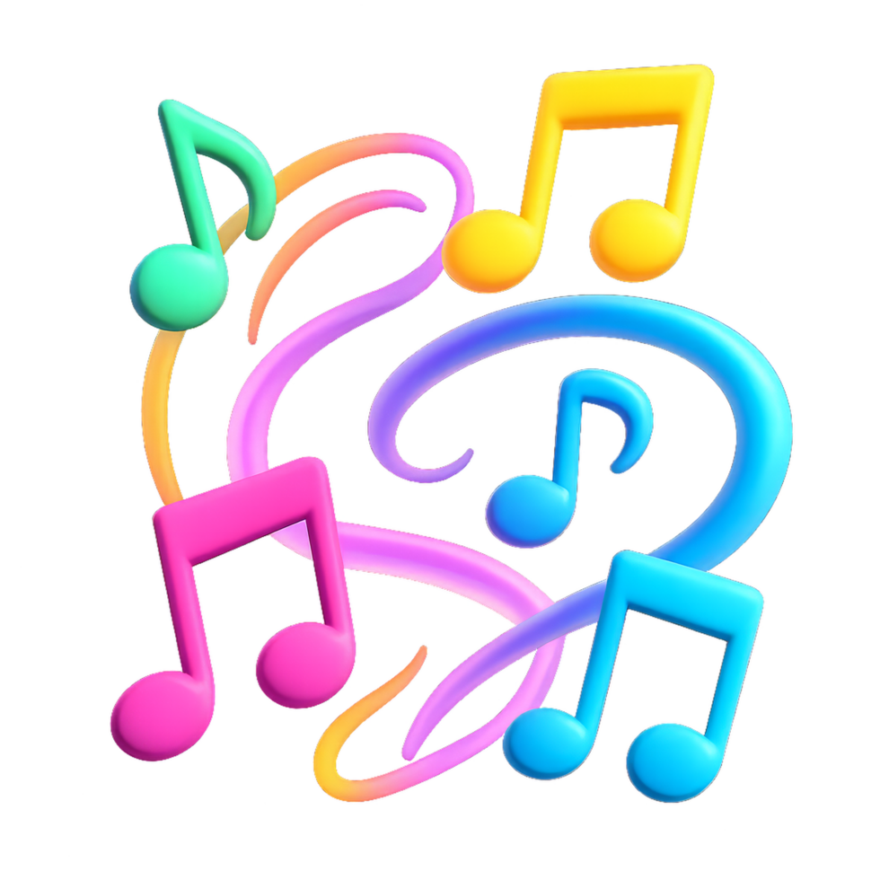 Colorful Floating Music Notes and Swirls for Creative Designs png