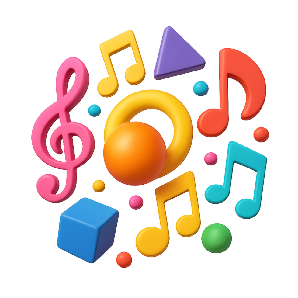 Vibrant Geometric Music Elements in Harmonious Composition Design png