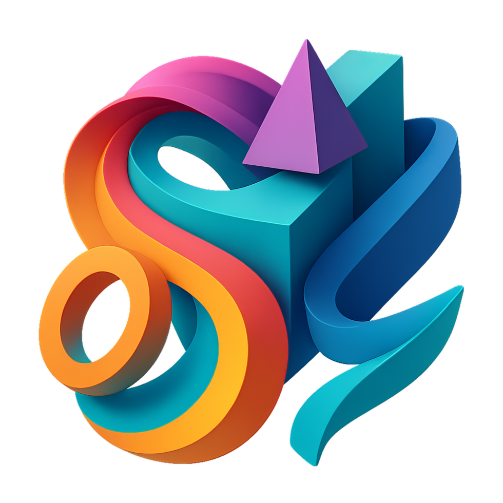 Vibrant Geometric Forms in Bright Colors and Dynamic Design png