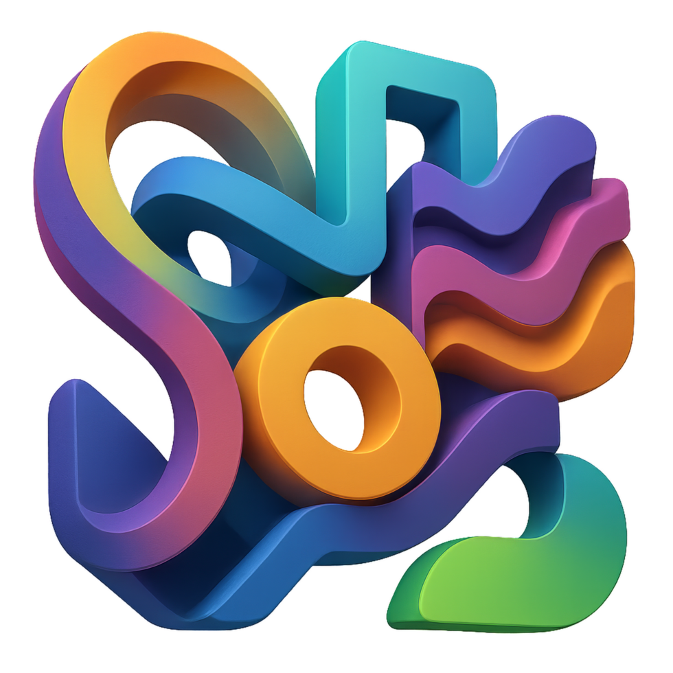 Vibrant Geometric Forms in Abstract Composition with Curved Lines png