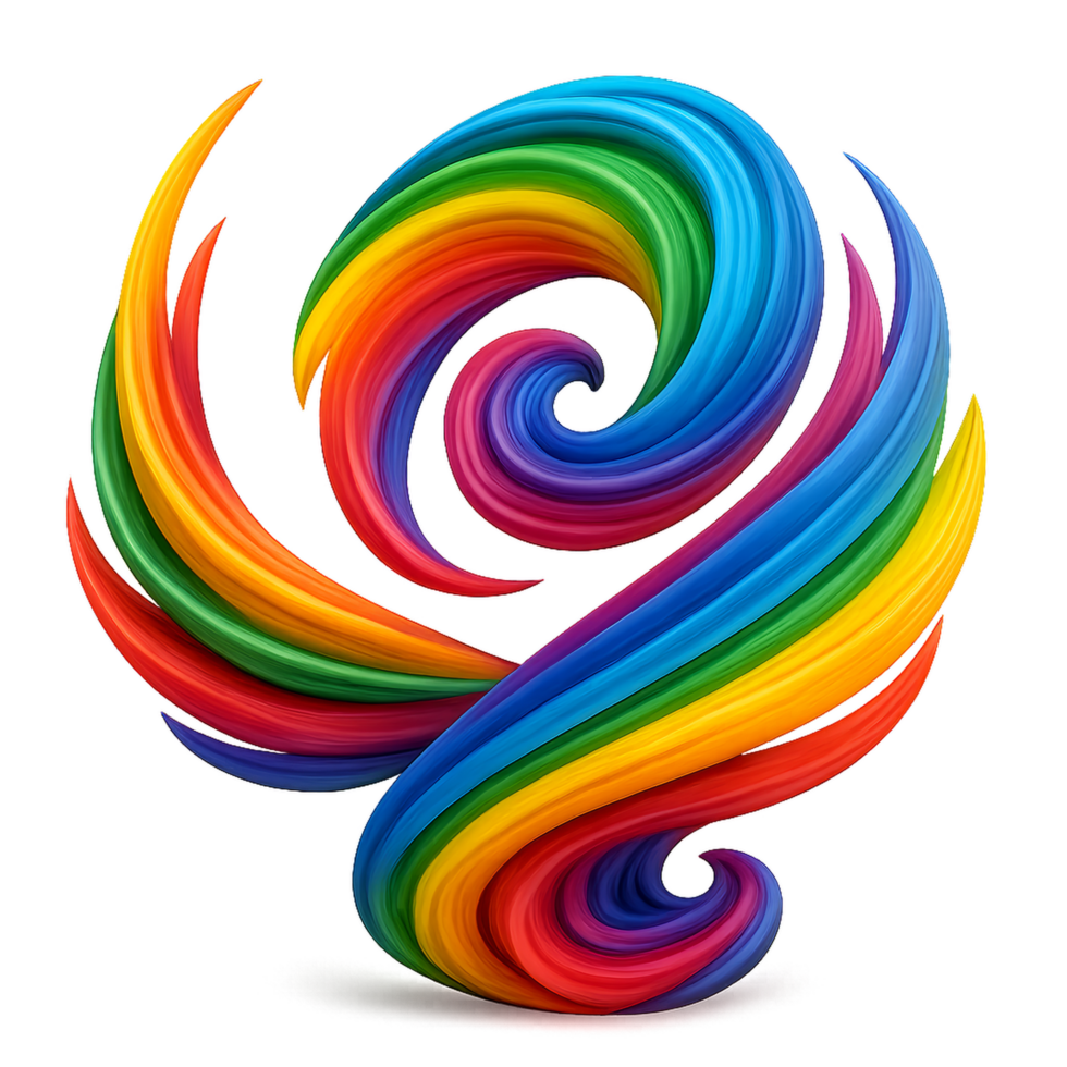Colorful Rainbow Swirl Dynamics Abstract Art for Creative Projects png