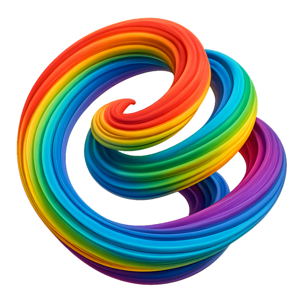 Vibrant Rainbow Swirl Abstract Art with Dynamic Flow and Color png