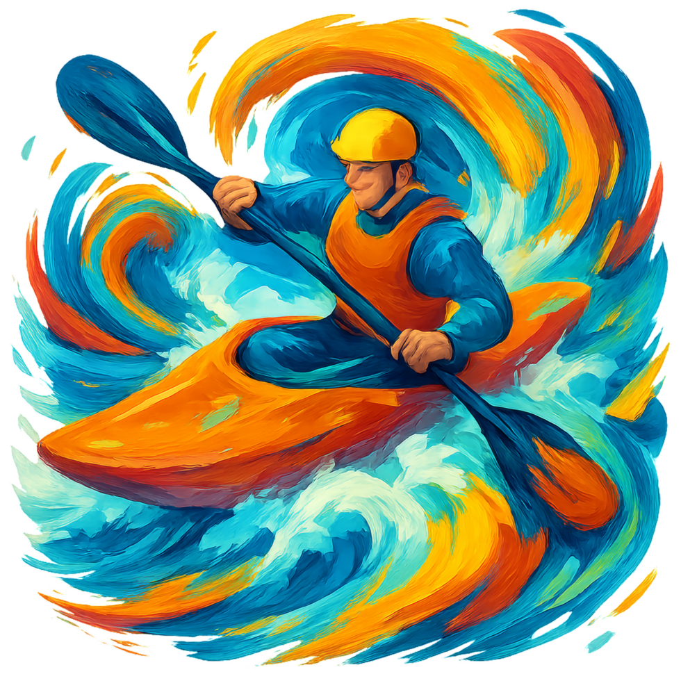 Kayaker Conquers Thrilling Rapids with Skill and Focus png