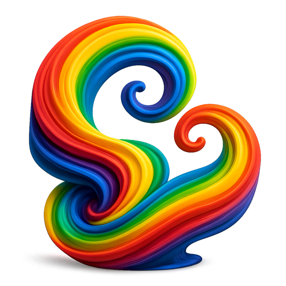 Dynamic Rainbow Swirls in Bright Colors for Creative Projects png
