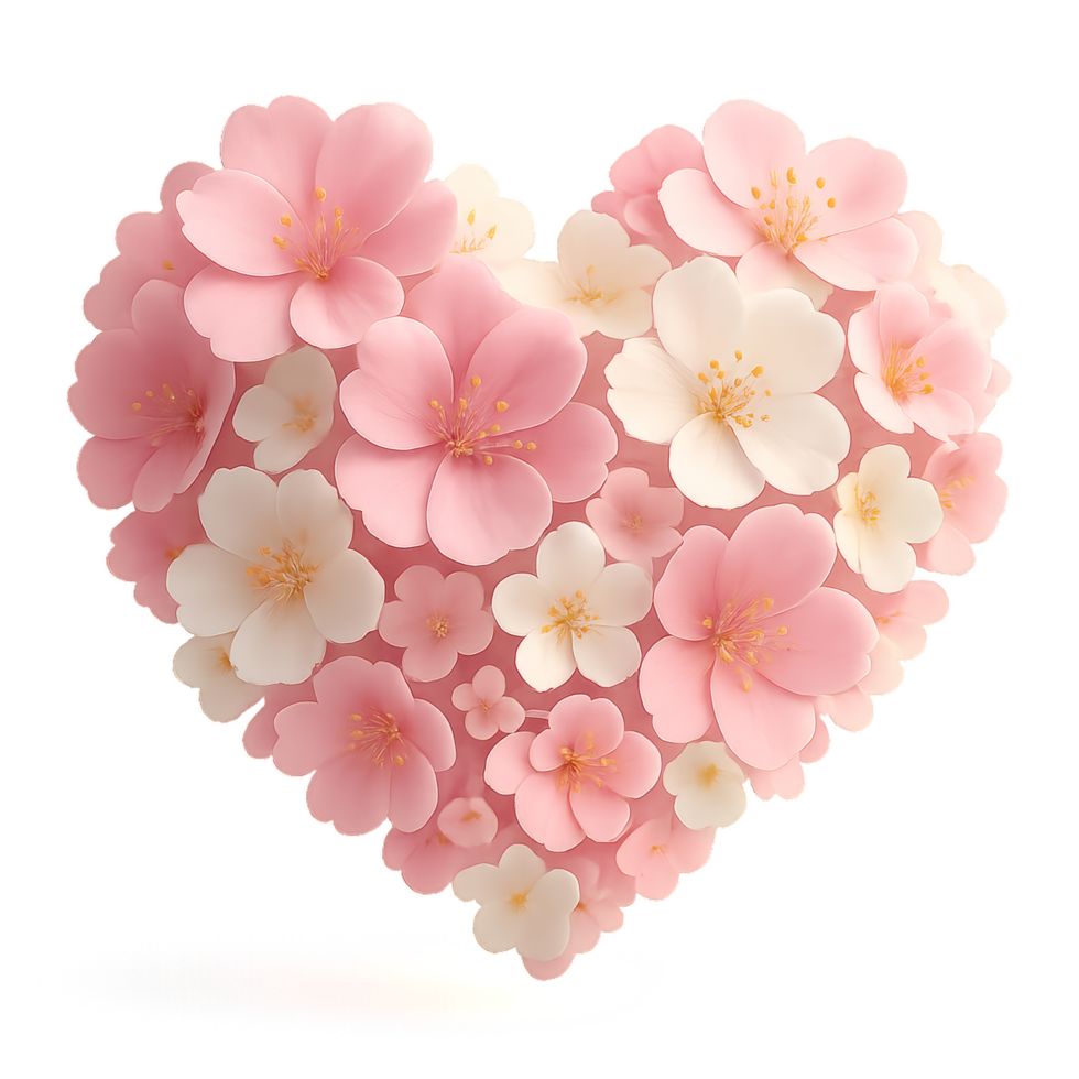 Beautiful Heart Shaped Floral Arrangement with Soft Pink Flowers png