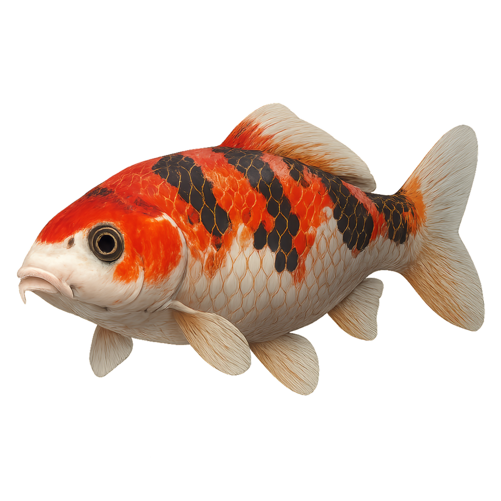 Detailed Koi Fish Swimming Gracefully in a Serene Aquatic Scene png