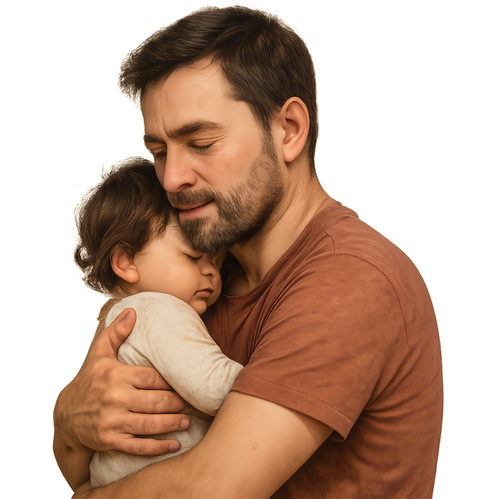 Tender Father's Embrace with Child Offering Warm Connection png