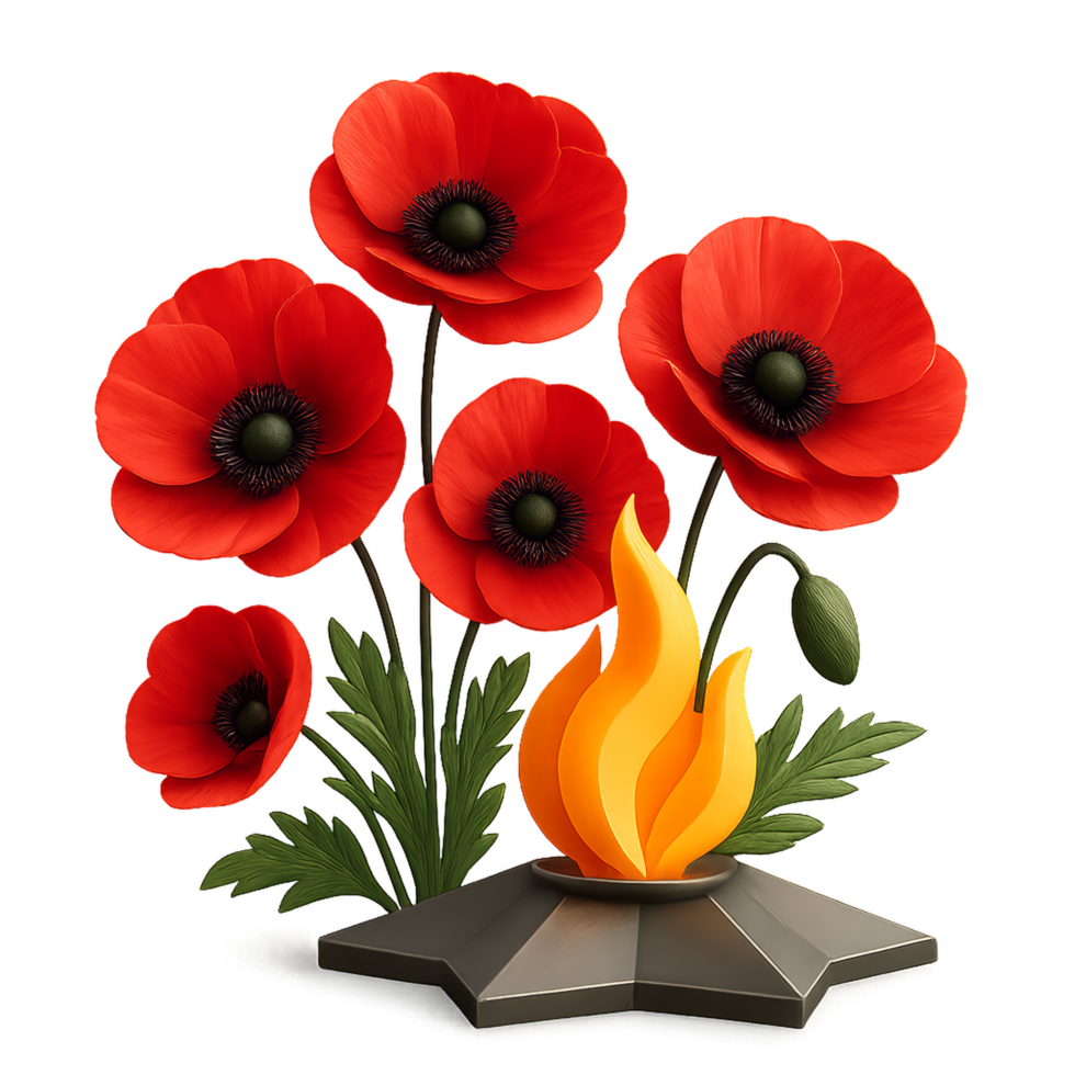 Poppies and Flame Illustration with Simple and Elegant Design png